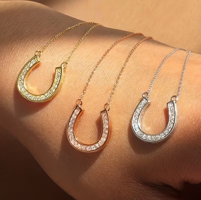 Hoefijzer ketting zirkonia | stras