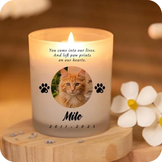 Waxinelicht houder met foto | Herdenkingslicht voor huisdier