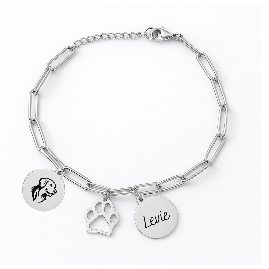 Armband | Hondenkop en naam