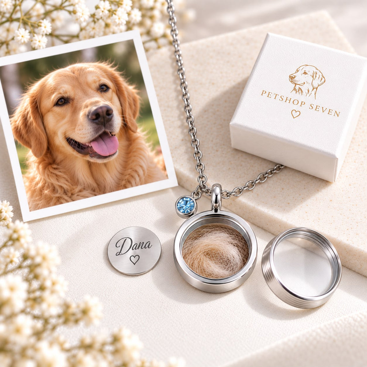 Dierenhaar Ketting | Naam achter Glas