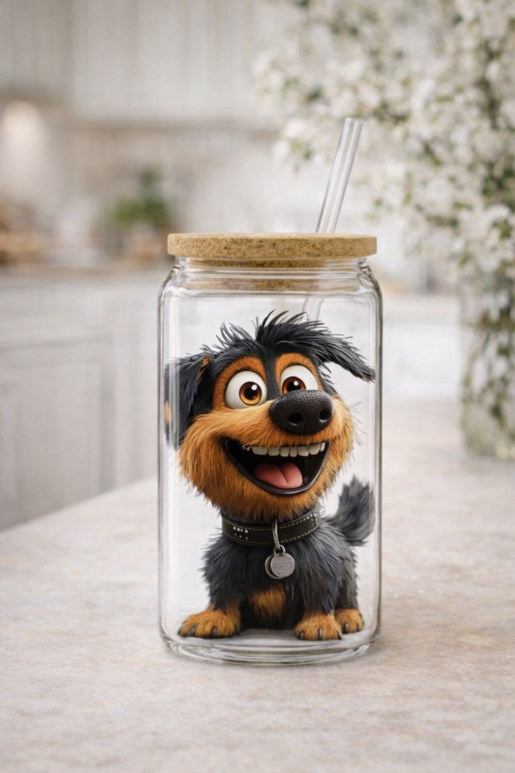 Mason Jar Beker met Cartoon
