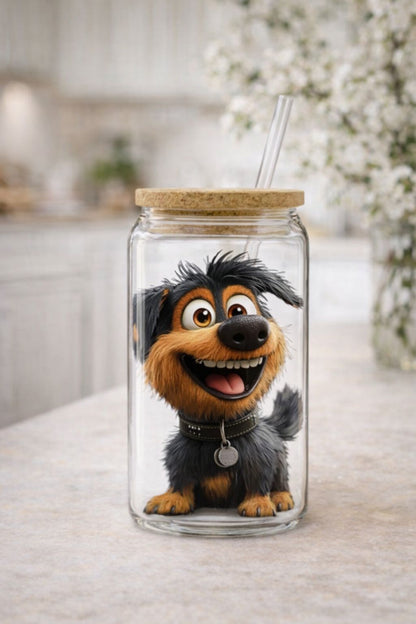 Mason Jar Beker met Cartoon