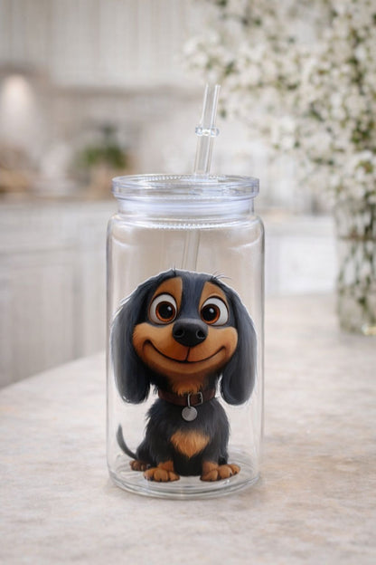 Mason Jar Beker met Cartoon