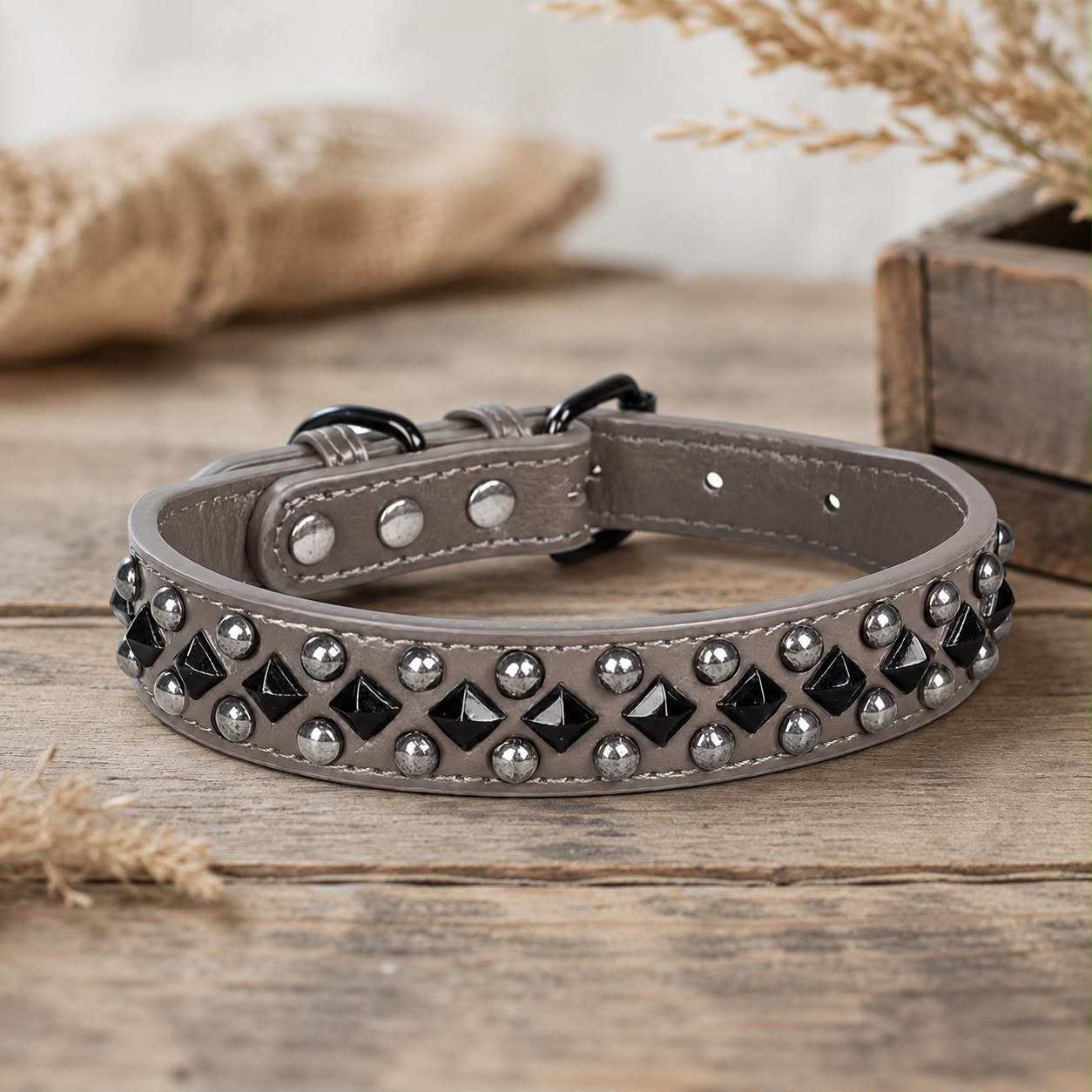 Halsband Studs | Grijs Zwart