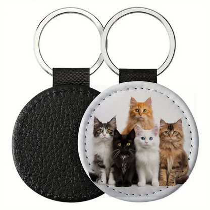 Sleutelhanger PU-leer Rond met foto